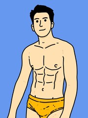 cute man cartoon on blue background