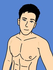 Fototapeta premium cute man cartoon on blue background