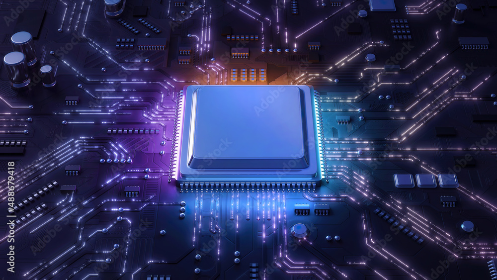 Aufkleber central computer processors cpu concept. motherboard digital chip. technology science background. in
