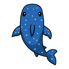 Cute whale shark cartoon swimming