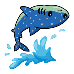 Cute whale shark cartoon jumping