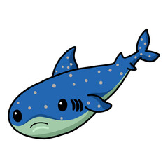 Cute whale shark cartoon swimming