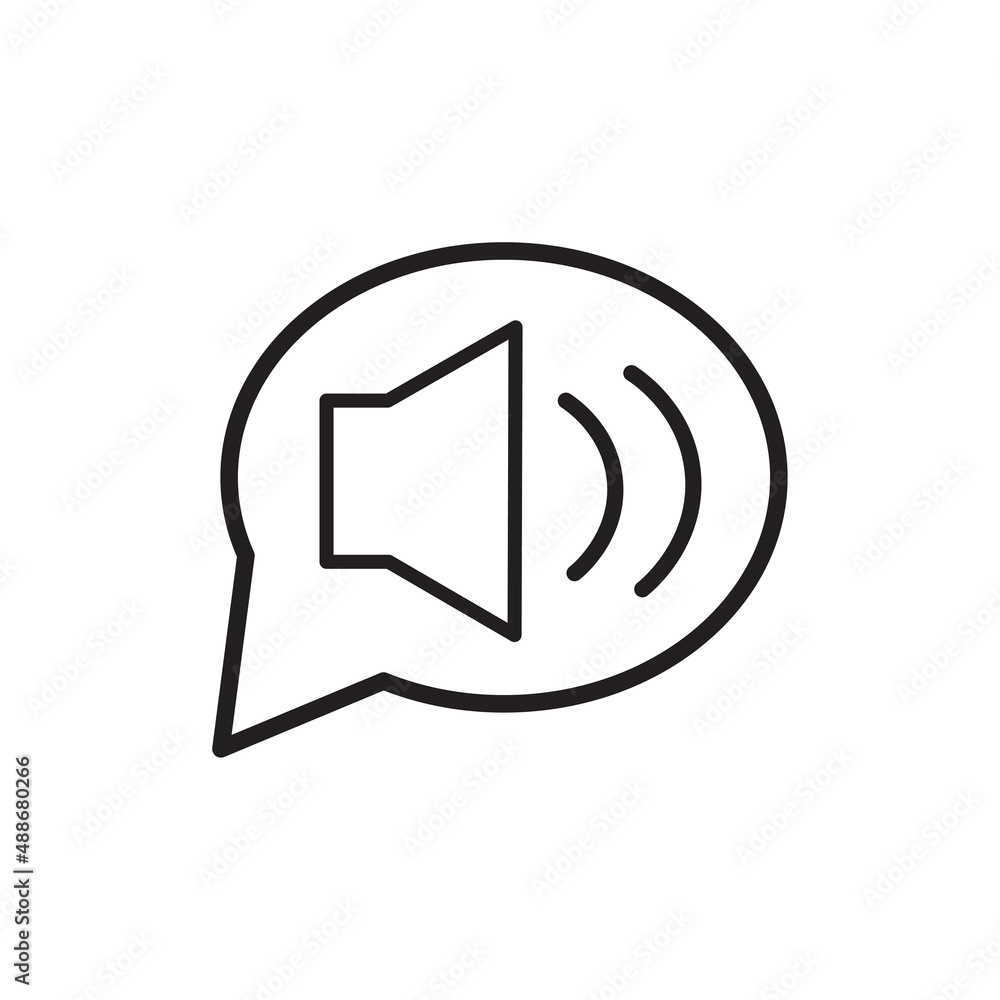 Poster volume speaker. internet technology. flat button. vector illustration. stock image.