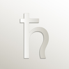 Saturn symbol, planets symbols icon, card paper 3D natural vector