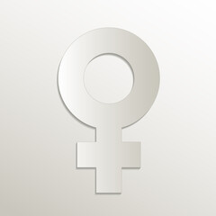 Venus symbol, planets symbols icon, card paper 3D natural vector