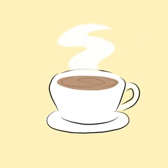Coffee llustration with smoke effects