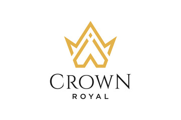 initial logo letter W with crown vector symbol illustration design