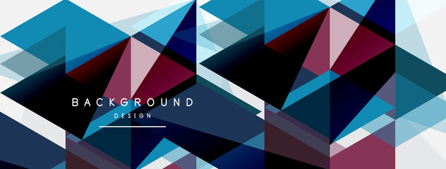 Color triangles composition, geometric abstract background. Techno or business concept, pattern for wallpaper, banner, background, landing page