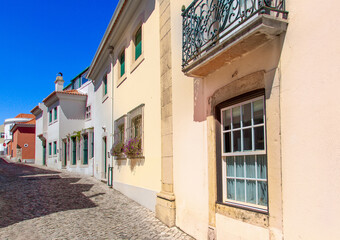 Fototapeta na wymiar Portugal, Scenic streets of coastal resort town of Cascais in historic city center.