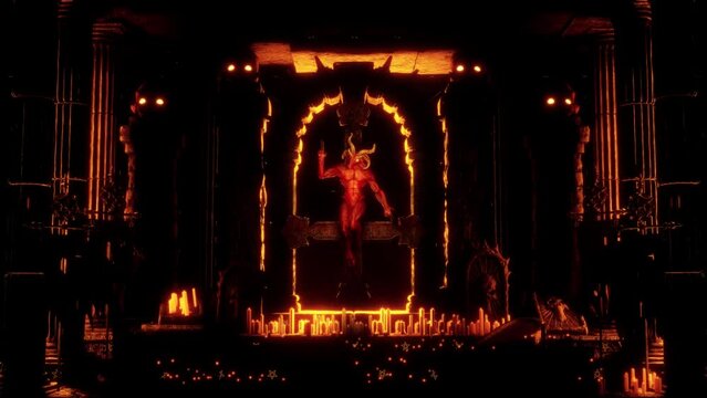 Goat Demon Baphomet VJ Loop - behold to the symbol of hell! Hold your soul or die in fear with this scary and mystical video featuring horned demon. This creature is a mix of goat and human. 