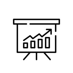 Growth diagram chart on a whiteboard. Pixel perfect, editable stroke icon