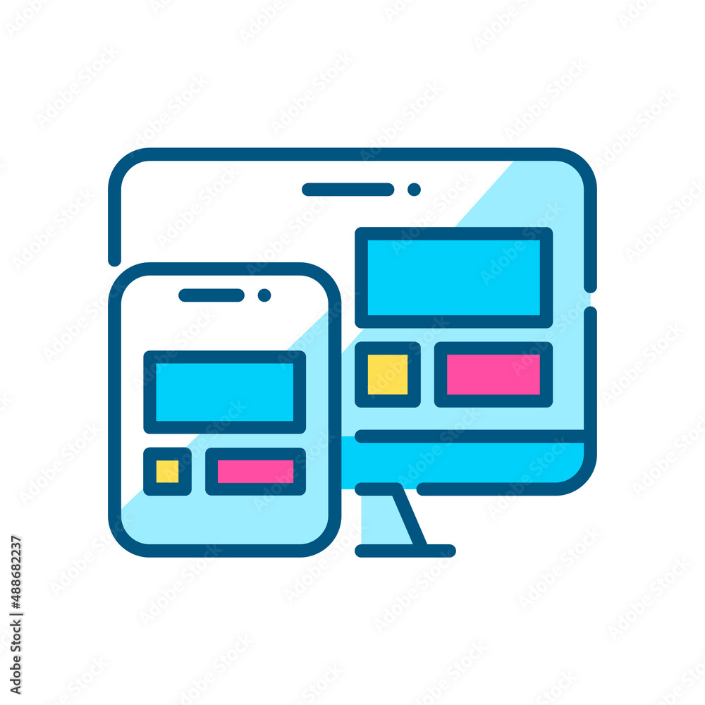 Poster scalable responsive web design symbol. same layout on pc and tablet. pixel perfect, editable stroke 