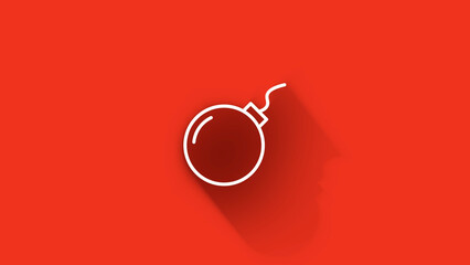 Social media long shadow icon design isolated on red background. Outline web icon. Motion graphics.