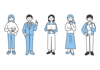 ビジネスパーソンの全身イラスト素材