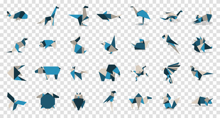 Animal origami collection. Animal origami vector. Abstract animals logo design. Animal origami. Vector illustration - obrazy, fototapety, plakaty
