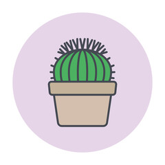 Isolated green cactus on a colored circle frame Vector