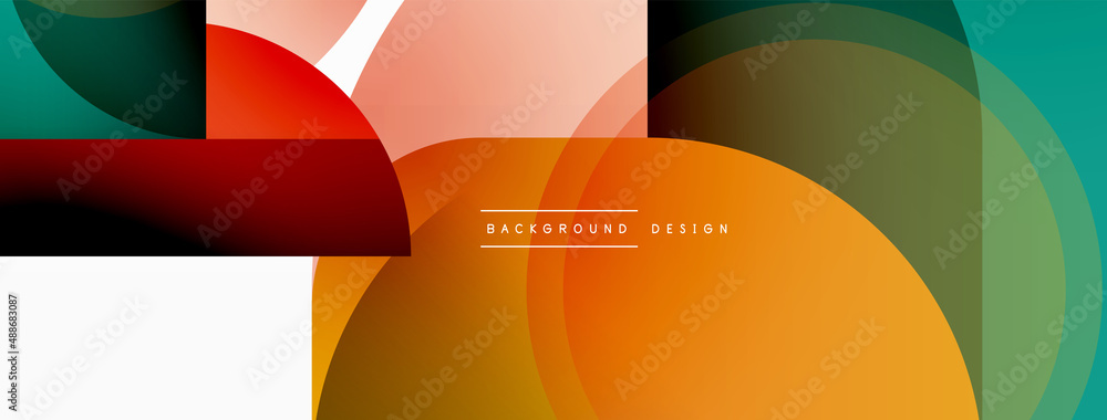 Wall mural creative geometric wallpaper. minimal circle triangle and square line abstract background. vector il