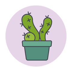 Isolated green cactus on a colored circle frame Vector