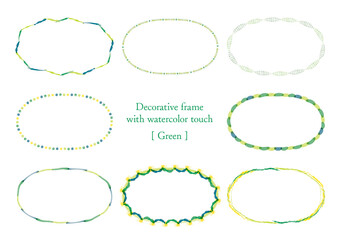 水彩タッチの装飾フレーム、緑のセット