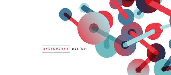 Abstract background. Round dots connected by lines. Trendy techno business template for wallpaper, banner, background or landing