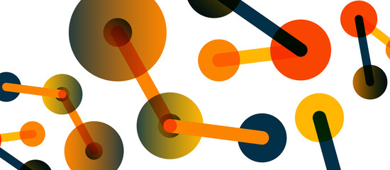 Line points connections geometric abstract background. Circles connected by lines. Trendy techno business template for wallpaper, banner, background or landing