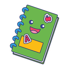 Isolated colored happy book character Vector