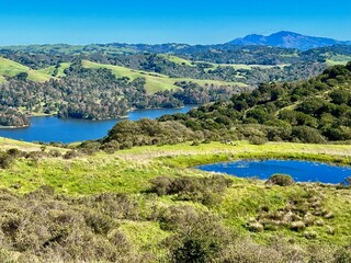 Rolling countryside of Northern California with Mt Diablo in the distance