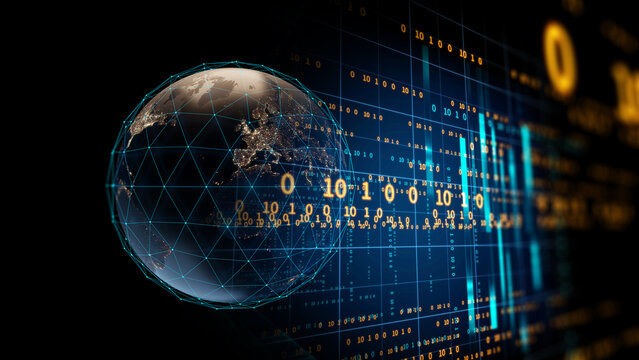 3d rendering of Blockchain on technology background