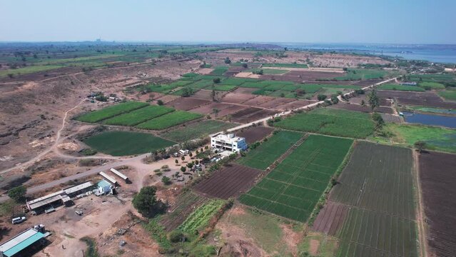 Aerial view of the Bird Sanctuary at Bhigwan near Pune India.