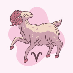 Colored aries zodiac sign sketch ram animal Vector