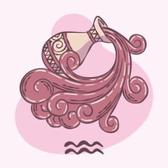 Isolated aquarius zodiac sign sketch jar with water Vector