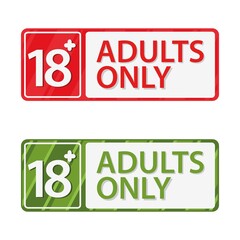 18 plus adults only sticker vector illustration.  Stock sticker