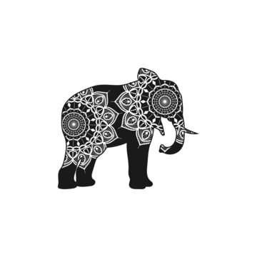 Elephant animal mandala design illustration vector