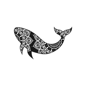 Whale animal mandala design illustration vector