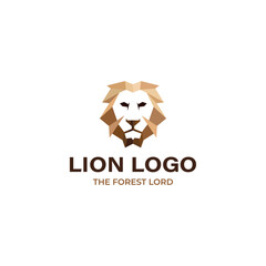 Creative geometric lion head logo vector template isolated on white background