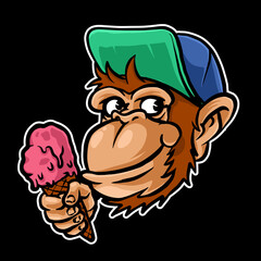 monkey and ice cream illustration