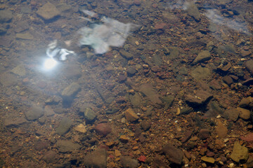 crystal clear water on the lake and transparent