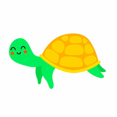 Cute sea turtle. Vector childish illustration