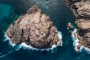 A top down view of Sugarloaf Rock near Yallingup, taken with a DJI drone.