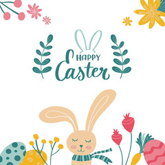 Happy Easter banner. Trendy Easter design with typography