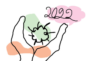 hand with sun and 2022 text.