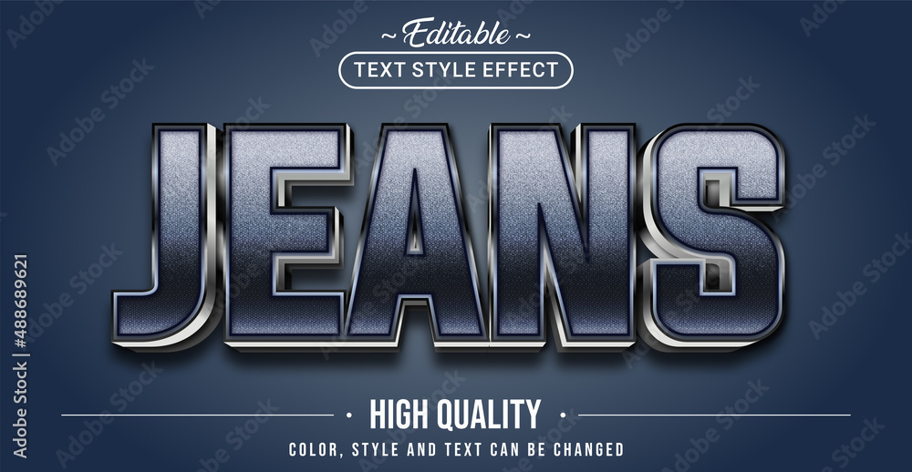 Aufkleber editable text style effect - jeans text style theme.