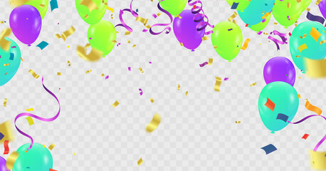 Birthday background with colorful balloon with space for your text