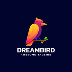 Vector Logo Illustration Bird Gradient Colorful Style.