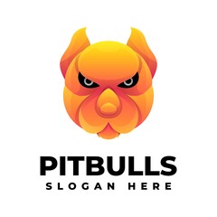 Vector Logo Illustration Pitbulls Gradient Colorful Style.