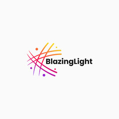 Vector Logo Illustration Blazing Light Line Art Gradient Style.