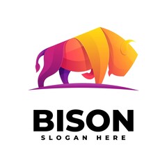 Vector Logo Illustration Bison Gradient Colorful Style. © Artnivora