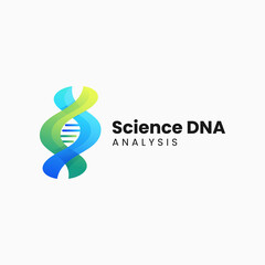 Vector Logo Illustration Science DNA Gradient Colorful Style.