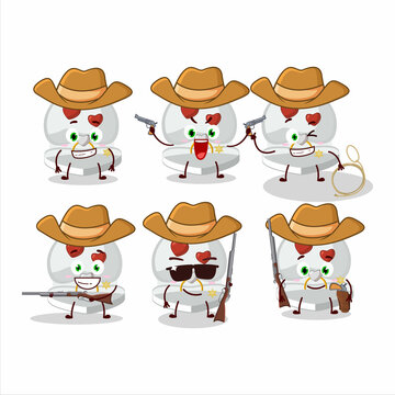 Cool cowboy white love ring box cartoon character with a cute hat