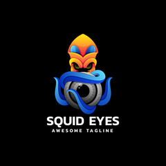 Vector Logo Illustration Squid Eye Gradient Colorful Style.
